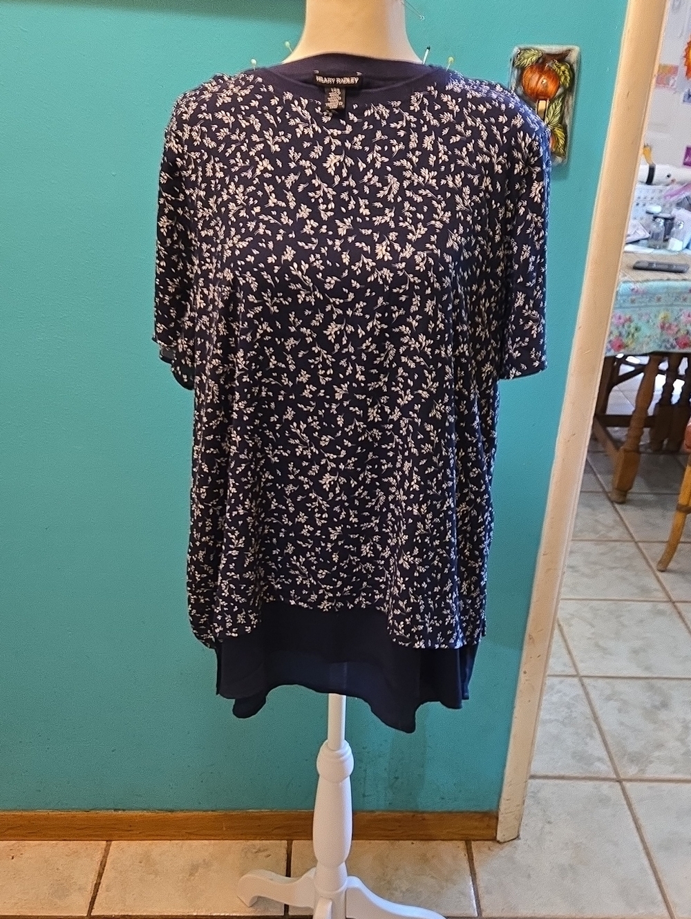 Hillary Radley Navy Floral Layered Short-Sleeve Top